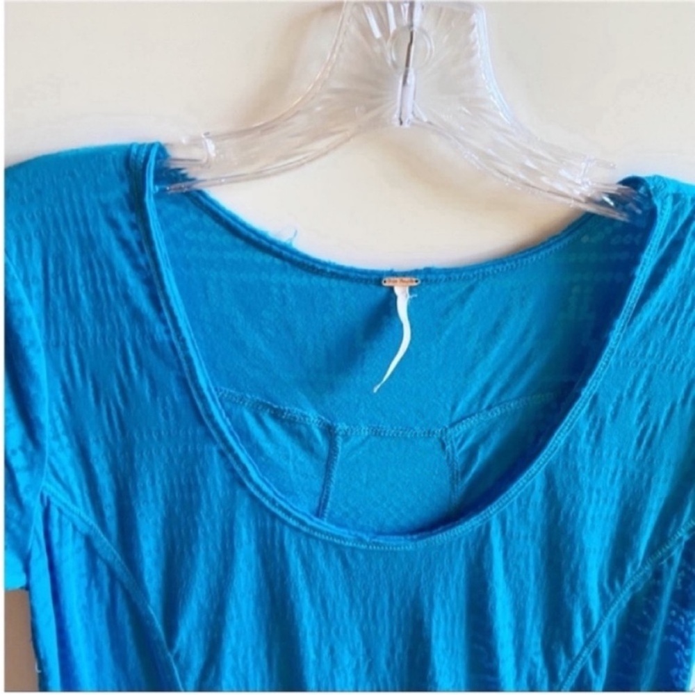 Free People Shibori shirt blue ombré burnout beaded sheer - Picture 7 of 11